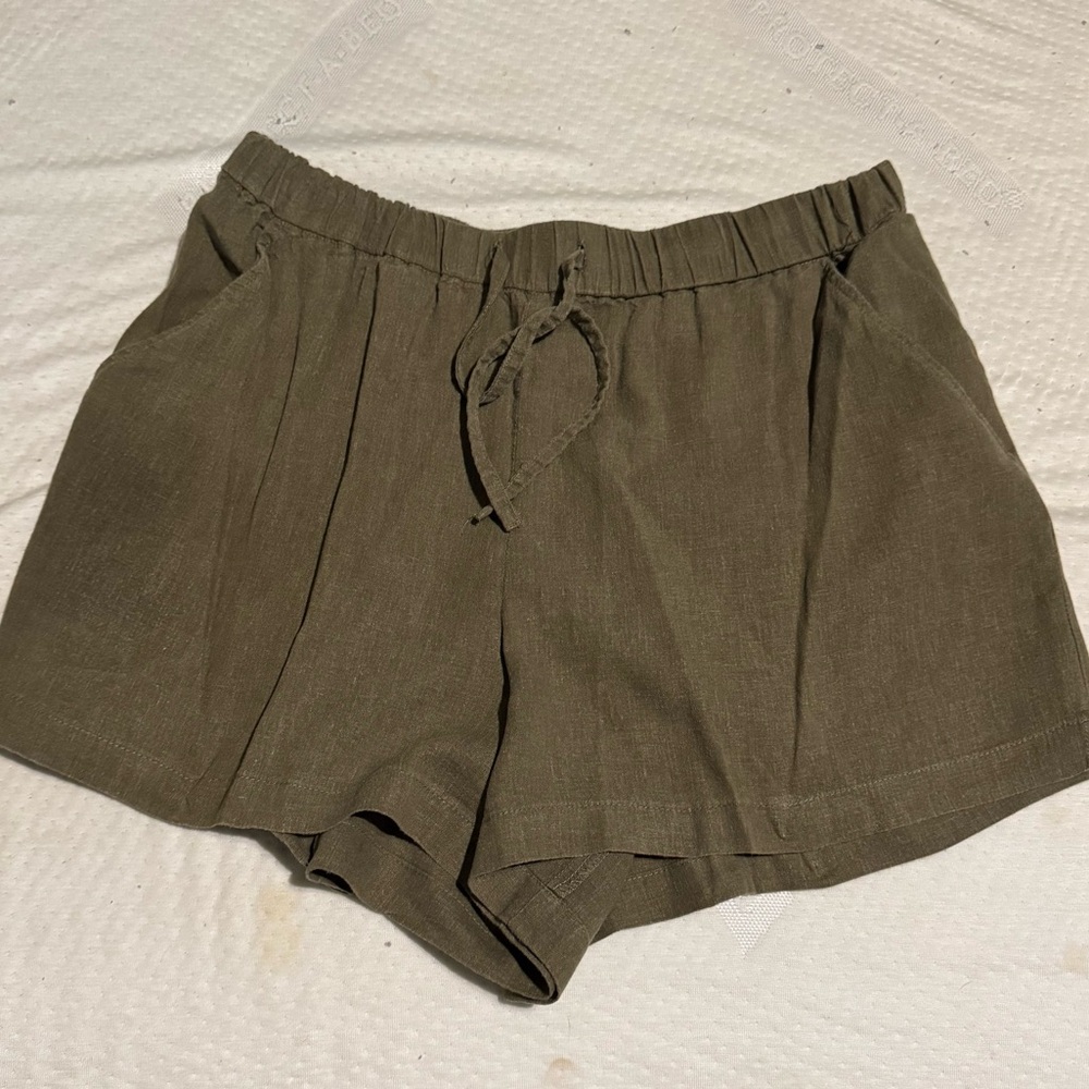 Marine Layer Linen Olive Green Shorts